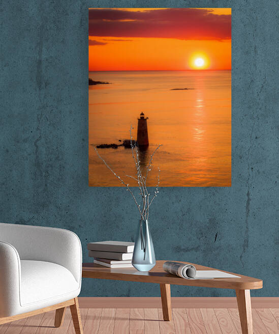 First Rays of Dawn Painted over Whaleback Lighthouse by Jeff Folger