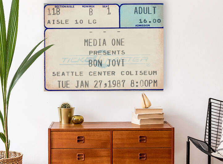 1987 Bon Jovi Concert Ticket Art by Row One Brand