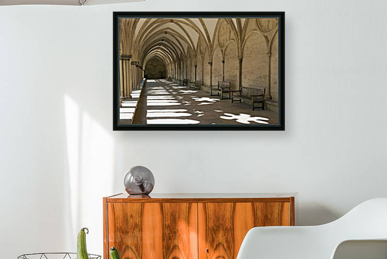 A covered corridor with benches and a dome ceiling;Salisbury england by PacificStock