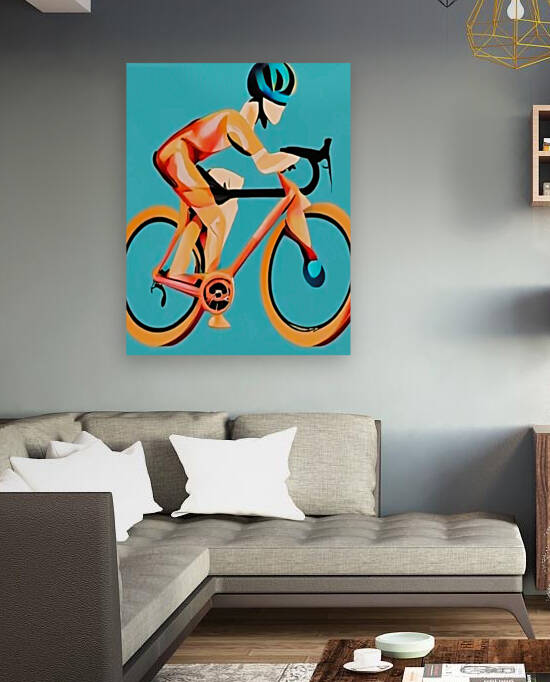 modern painting of cyclist Tour de France Velo by Aroness