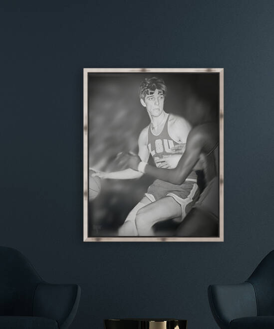 LSU Pistol Pete Maravich Basketball Art by Row One Brand