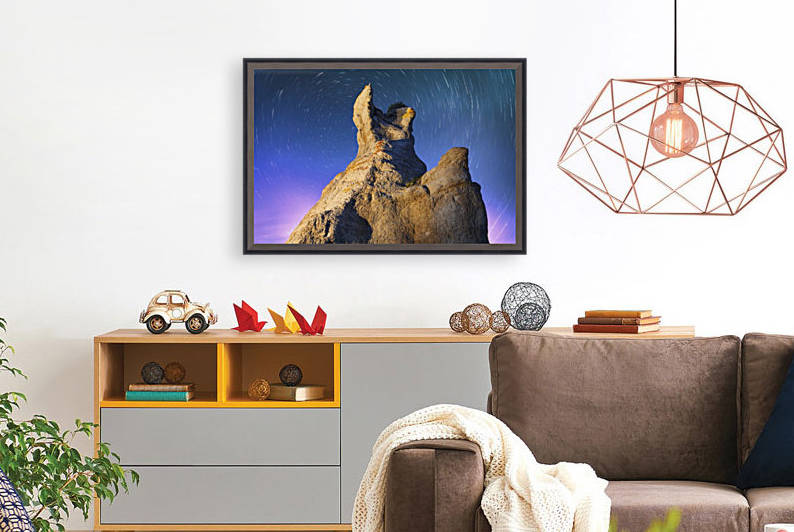 Light painting on La Montagnaise and star trails, Ile Nue de Mingan, Mingan Archipelago National Park Reserve of Canada, Cote-Nord, Duplessis region; Quebec, Canada by PacificStock