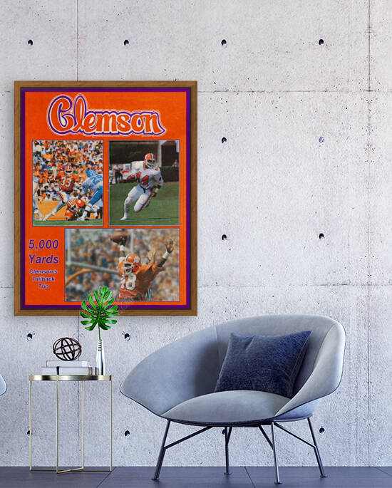1986 Clemson Tigers Tailback Trio Football Art by Row One Brand