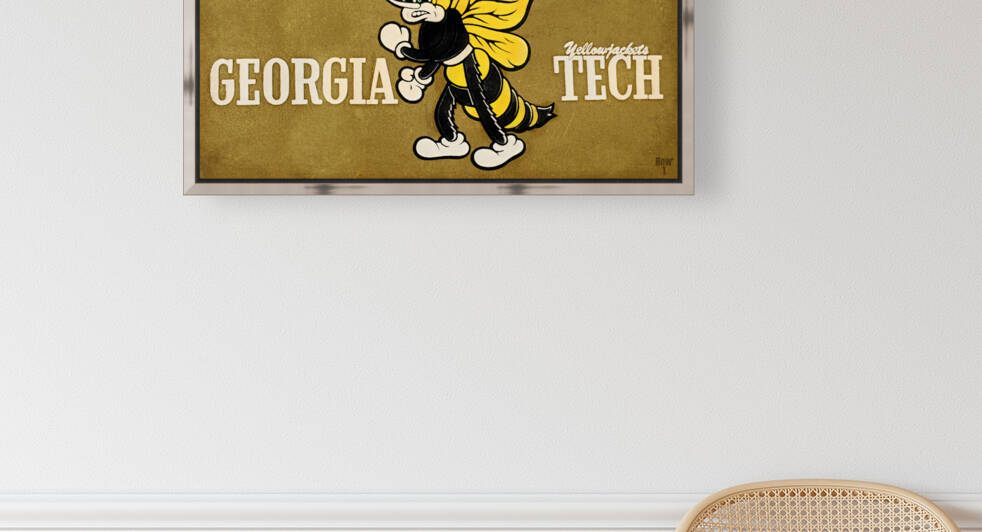 Vintage Georgia Tech Cartoon Boxer Art by Row One Brand