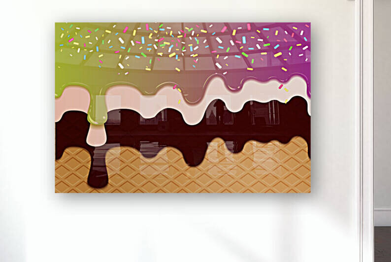 Light Purple Green Creamy Waffle Art by rizu_designs