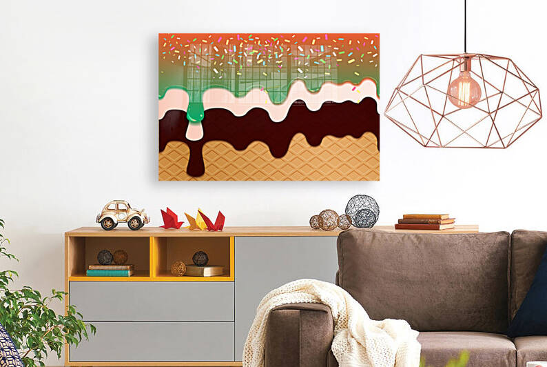 Orange Green Creamy Waffle Art by rizu_designs