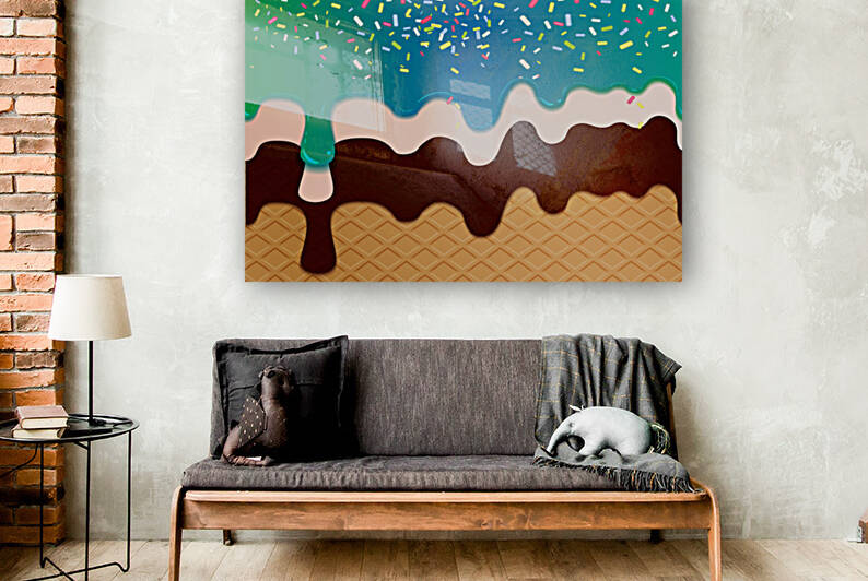 Blue Green Creamy Waffle Art by rizu_designs