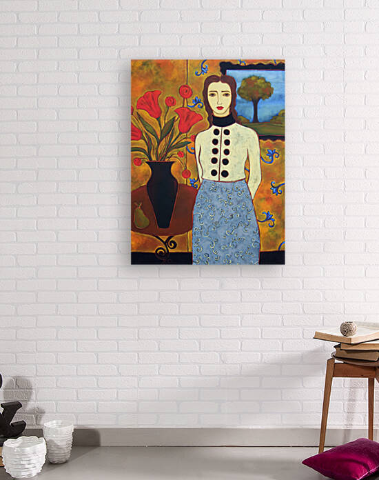 Woman With Tulips and Landscape by Karen Rieger