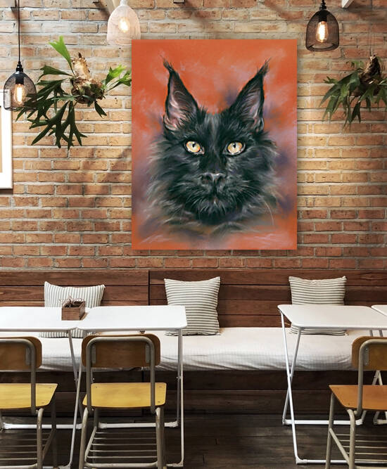Black Maine Coon Cat on Rust by MM Anderson
