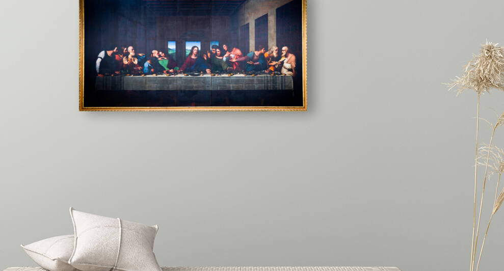 The painting of Last Supper in Turin Duomo after Leonardo da Vin by Paolo Modena