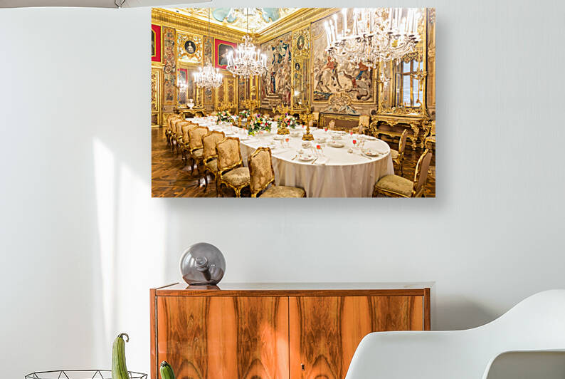 Royal Palace Dining Room. Luxury elegant ancient interior vinta by Paolo Modena