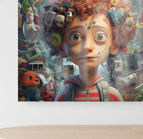 Exploration de limaginaire : Le visage captivant dun enfant roux frise en gros plan by Melissa Lefebvre