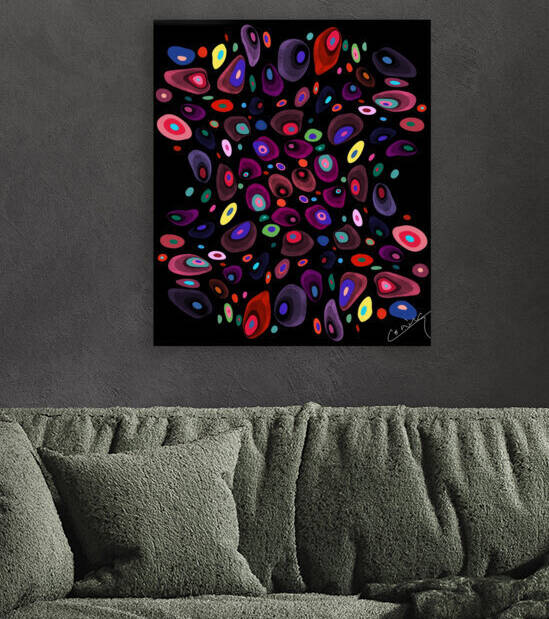 Joyful Mosaic of Vibrant Pebbles Print - Abstract Art Print by Corina Ioana