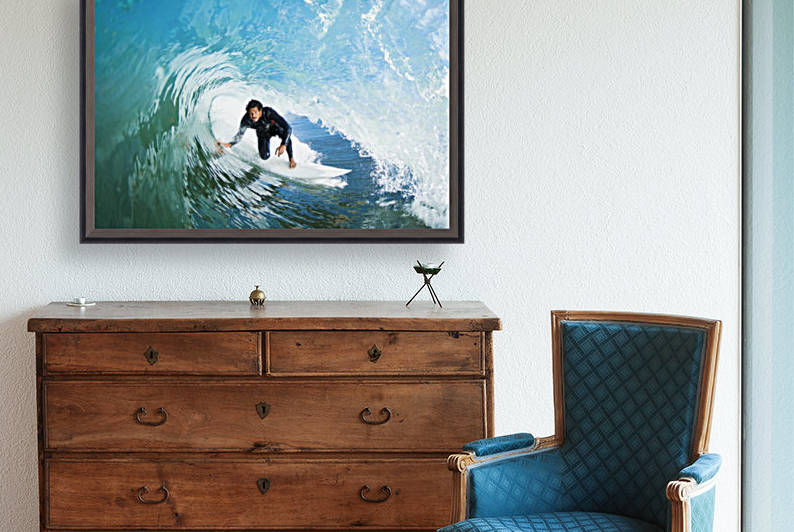 Surfer On Blue Ocean Wave by PacificStock