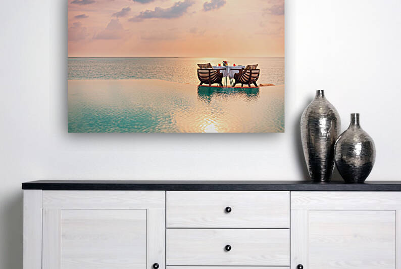 Romantic honeymoon anniversary love couple dinner table by icemanphotos