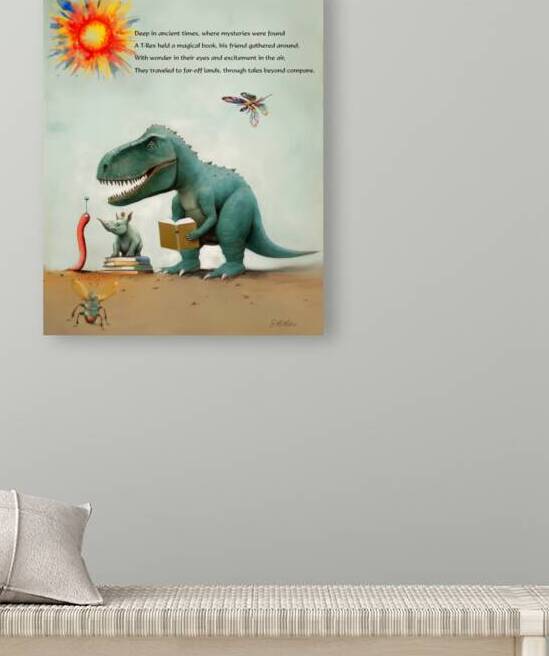 T Rex Reading to Friends by Susanne McMillan Art