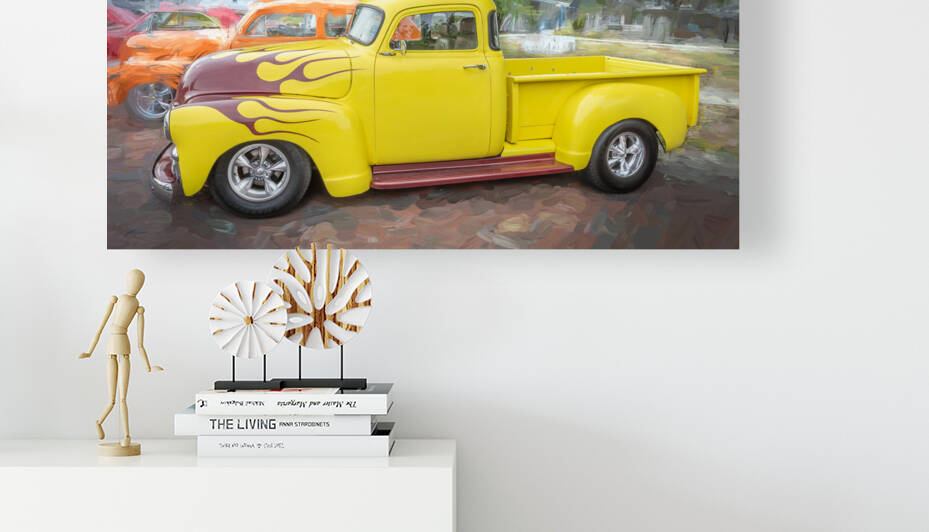 1955 Yellow Chevrolet 5 Window Pick Up Truck 3100 Series X 3 by Rich Franco