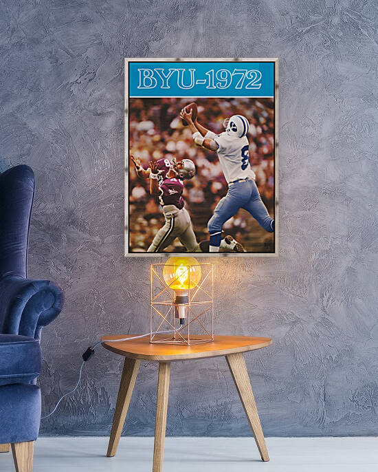 1972 BYU Football Art Dave Atkinson Interception by Row One Brand