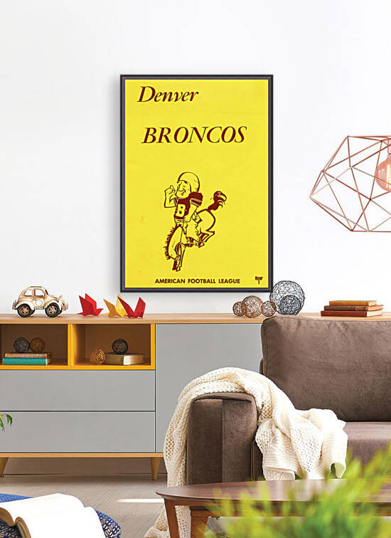 1960 Denver Broncos Brown and Yellow Art by Row One Brand