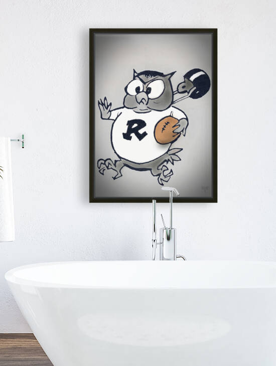 Vintage Rice Owl Football Cartoon Art by Row One Brand