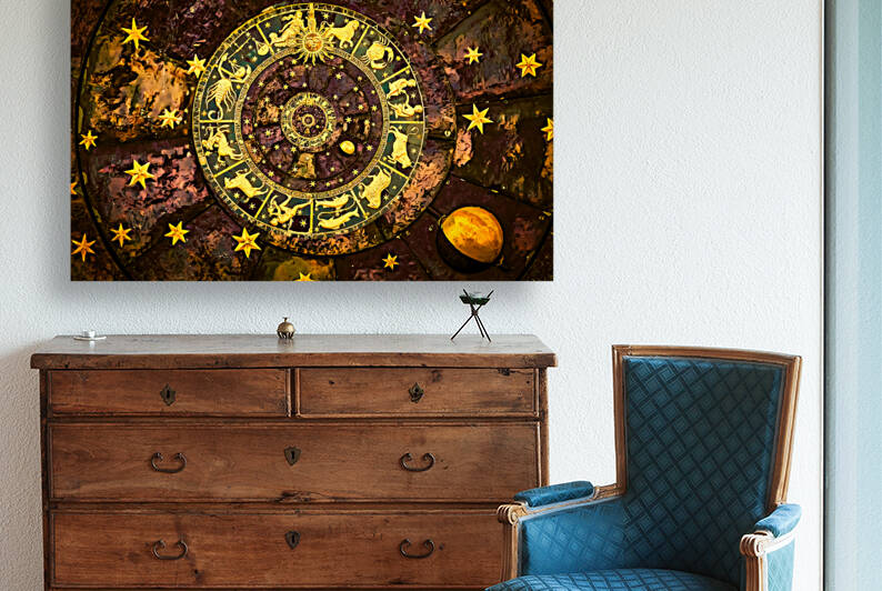 Astrological background. Vintage illustration art grunge design by Paolo Modena