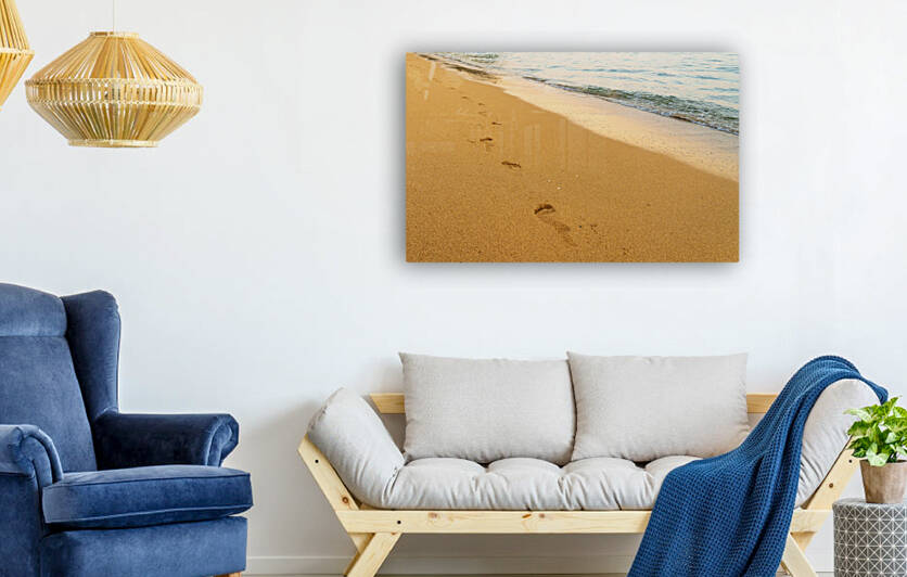 Early morning footsteps on Tunnels Beach on Kauai in Hawaii by Steve Heap