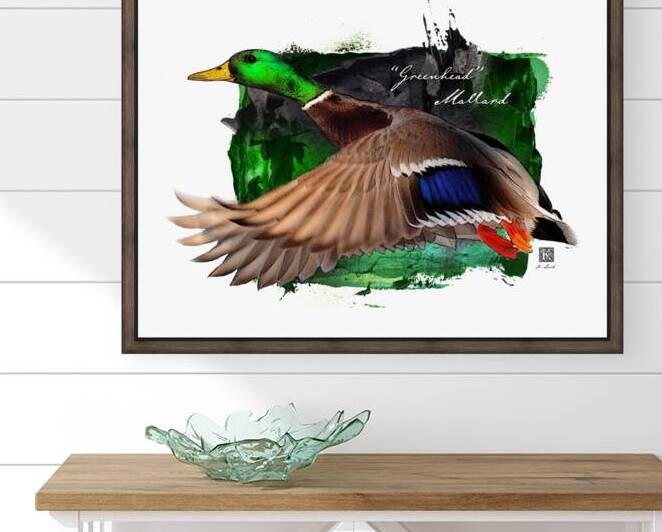 Greenhead in Flight by Kenneth Laird Studios