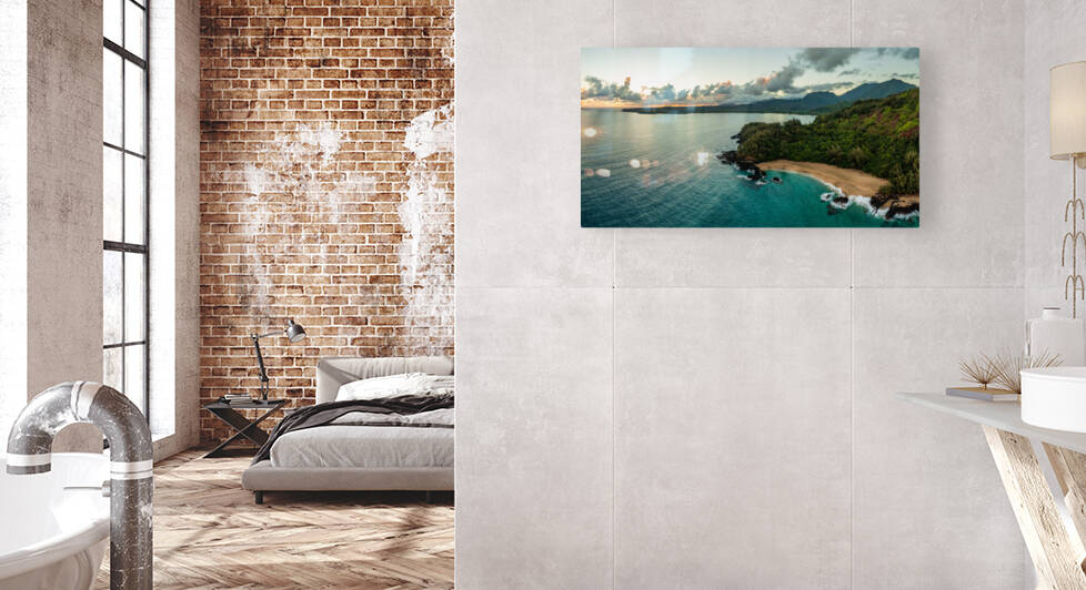 Aerial image of Lumahai Beach on the north shore of Kauai by Steve Heap