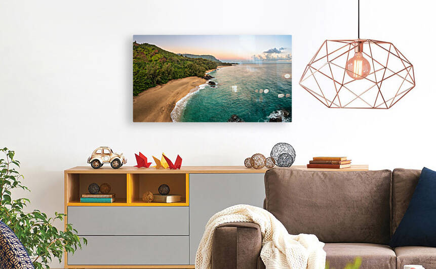 Aerial image of Lumahai Beach on the north shore of Kauai by Steve Heap