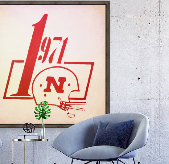 1971 Nebraska Cornhuskers Helmet Art by Row One Brand
