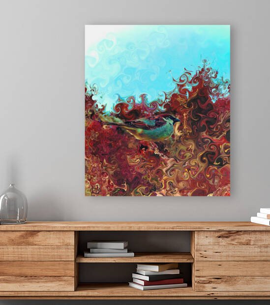 The Little Bird and the Sunrise - Tropical Art Print by Corina Ioana