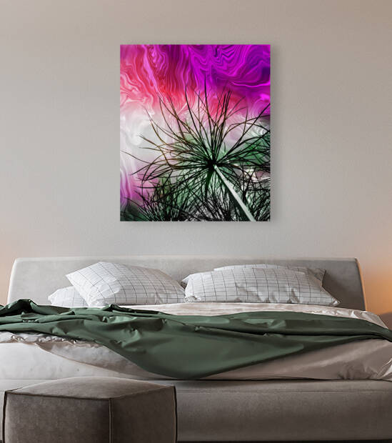 Vibrant Energy – Purple Pink White & Green Art Print by Corina Ioana