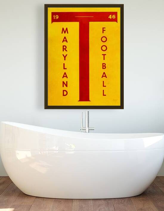 1946 Maryland Block T Football Art by Row One Brand