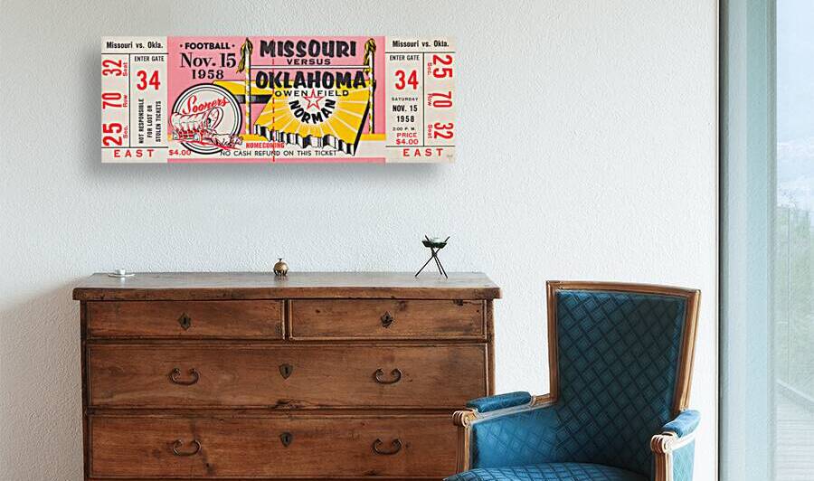 1958 Missouri vs. Oklahoma Football Ticket Art by Row One Brand