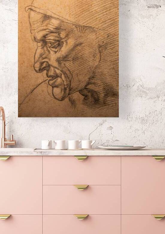 Michelangelo Buonarroti drawing Study for the head of the Cumae by Paolo Modena