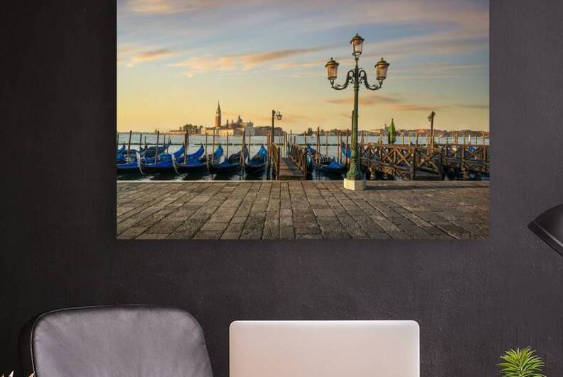 Gondolas and San Giorgio church. Venice by Stefano Orazzini