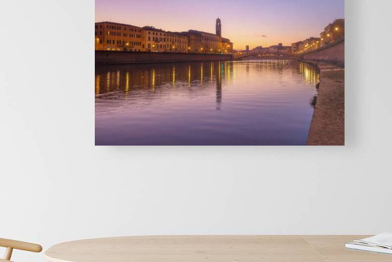 Arno river and Ponte di Mezzo bridge. Pisa by Stefano Orazzini