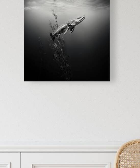 Northern Pike Black and White by Christopher Rousseau Villella