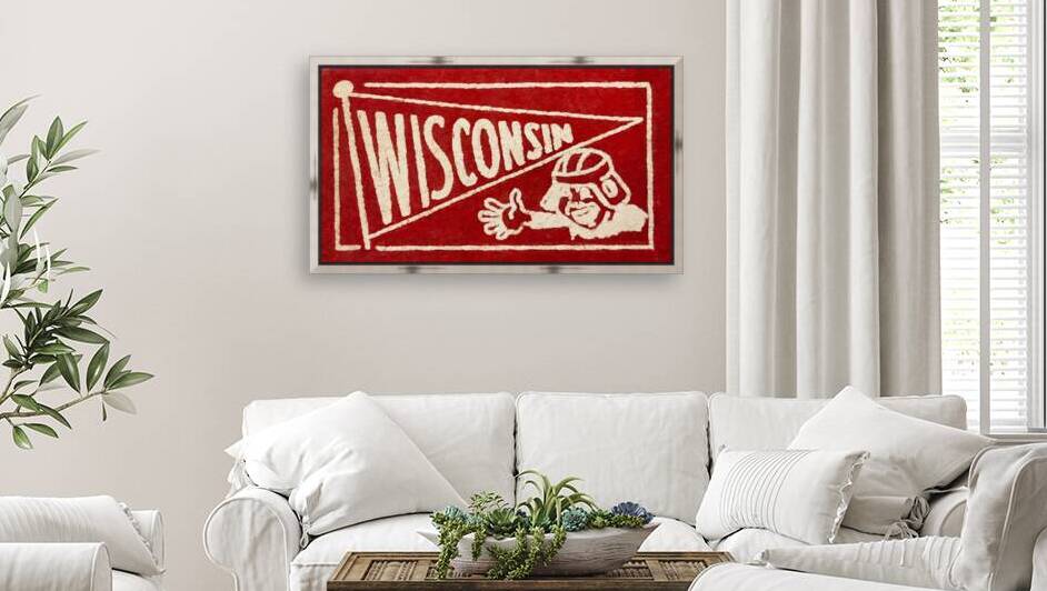Vintage Wisconsin Football Player Art by Row One Brand
