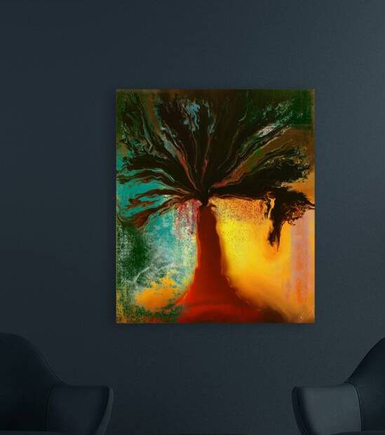 Sunset Solace and the Majestic Tree - Happy Art Print by Corina Ioana