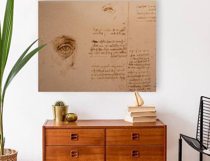 Leonardo da Vinci drawings on handmade cotton paper vintage bac by Paolo Modena