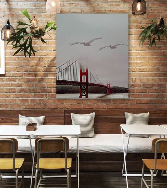 Enigmatic Crossings - Vintage Golden Gate Bridge Art Print by Corina Ioana