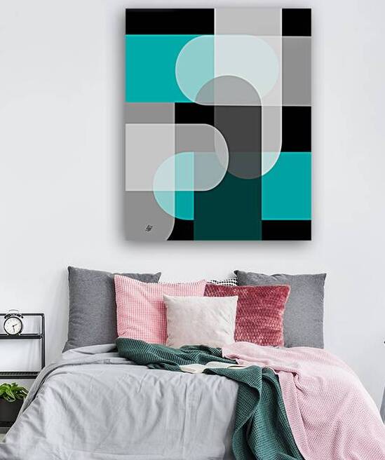 Geometric Abstract Teal by Liz Cereby