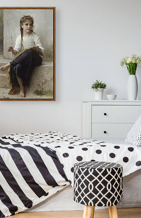 A young girl sewing by William-Adolphe Bouguereau