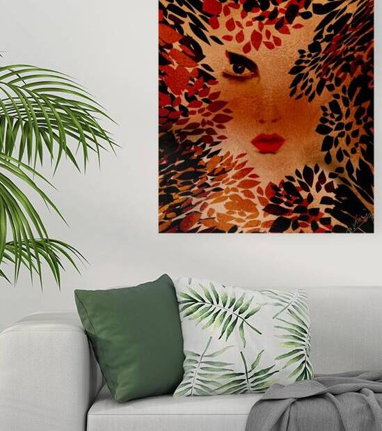 Golden Veil of Enigma - Modern Art Print  by Corina Ioana