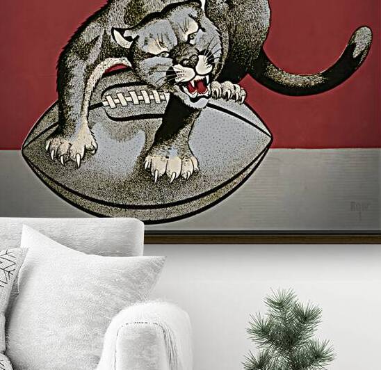 Vintage Washington State Sitting Cougar Art by Row One Brand