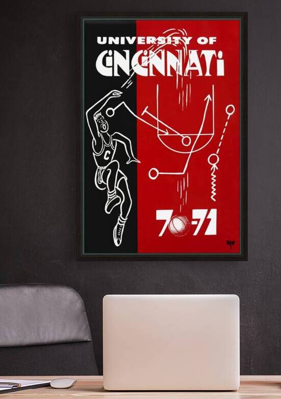 1970 Cincinnati Bearcats Basketball Art by Row One Brand