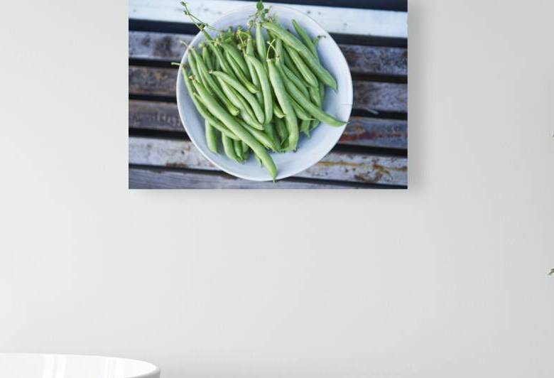 Fresh Green Beans in Grey Bowl by Iris H Richardson