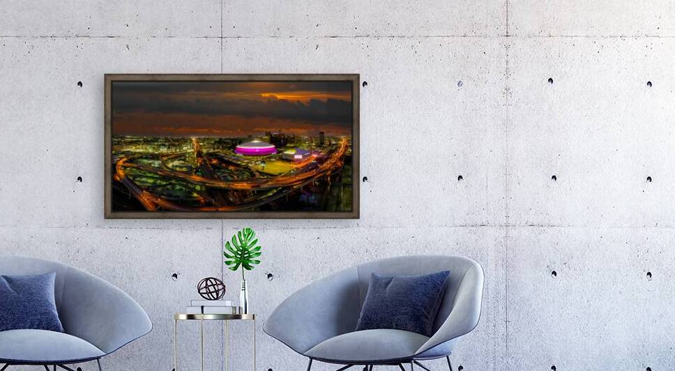 New Orleans Super Dome Night Panorama by Norma Brandsberg Photography