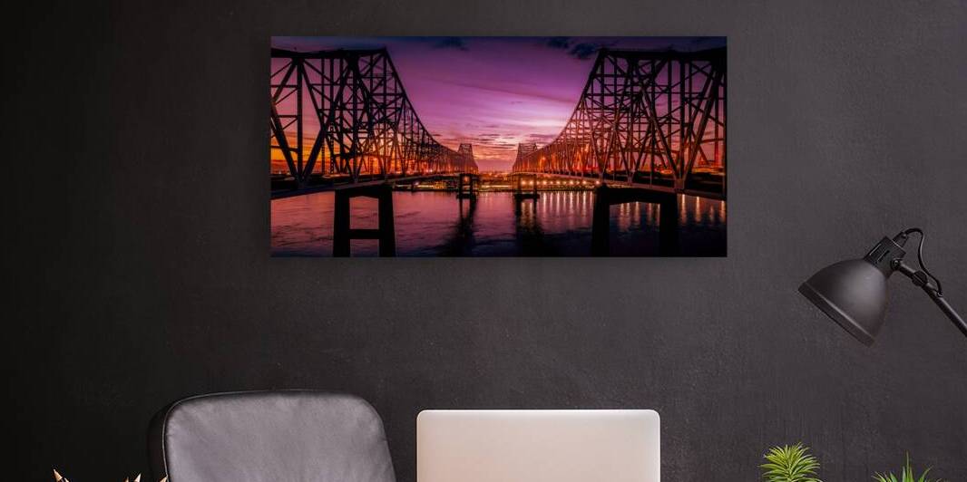 New Orleans Mississippi Aerial Bridge Decks at Sunset by Norma Brandsberg Photography